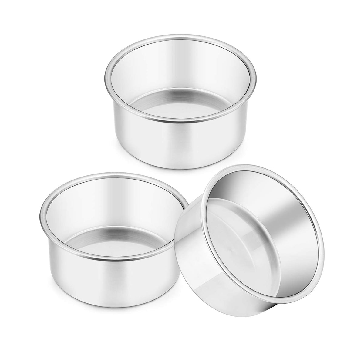 TeamFar 4-Inch Cake Pan Set top view shows sturdy, versatile bakeware for mini cakes.