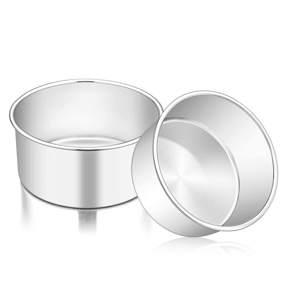 TeamFar 6-inch cake pan set top view, versatile bakeware for tall cakes