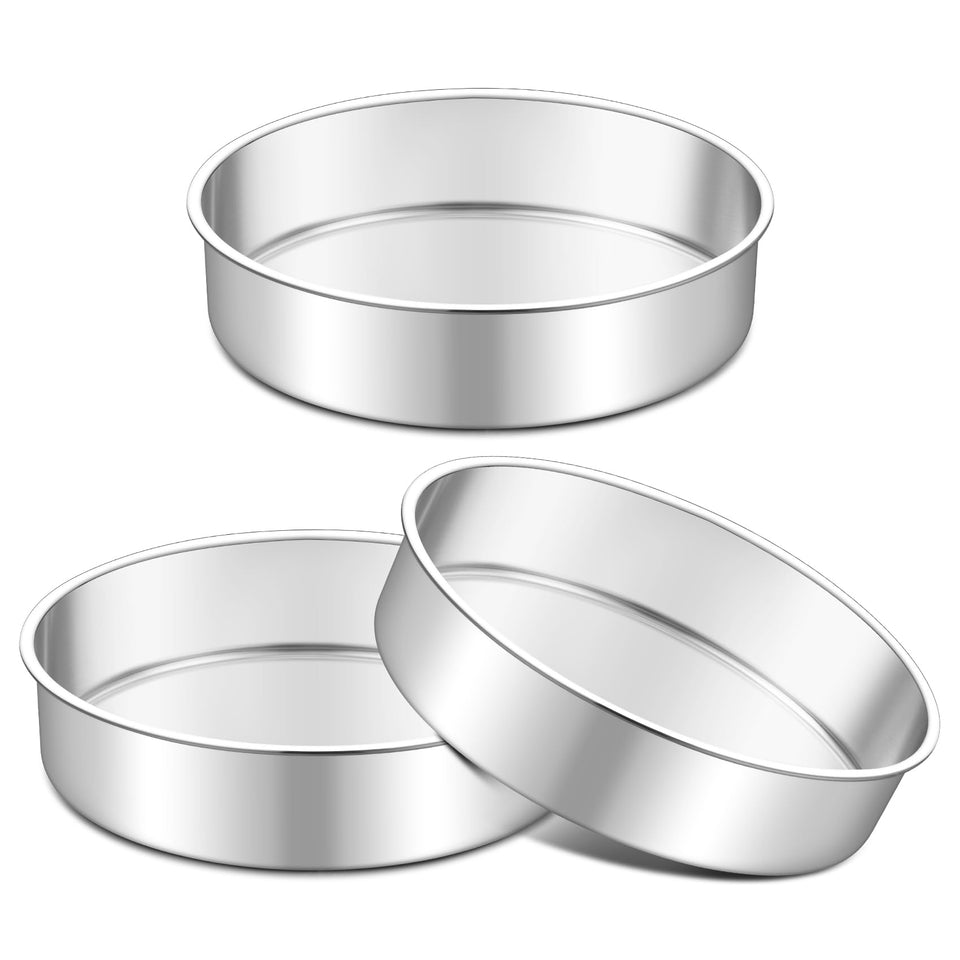 TeamFar 7-inch round cake pan set top view showing even baking potential