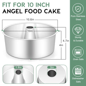 TeamFar angel food cake pan tube detail showing hollow center for even heat distribution.