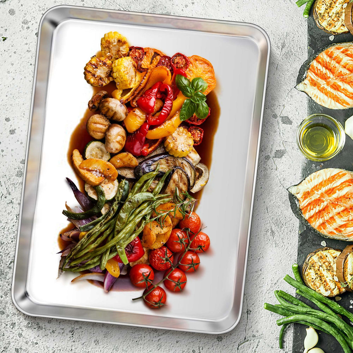 TeamFar baking sheet features smooth rounded edges for safe handling