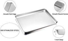 TeamFar baking sheet set mirror finish reduces sticking for easier food release.