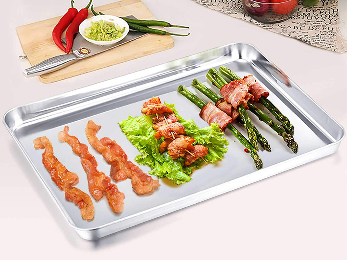 TeamFar baking sheet set non toxic steel for healthy cooking free of aluminum.