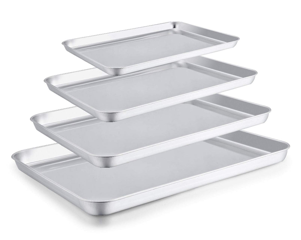 TeamFar baking sheet set of four shown together for versatile batch cooking