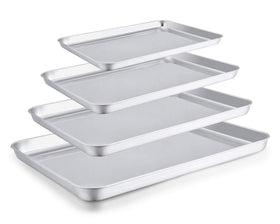 TeamFar baking sheet set of four shown together for versatile batch cooking