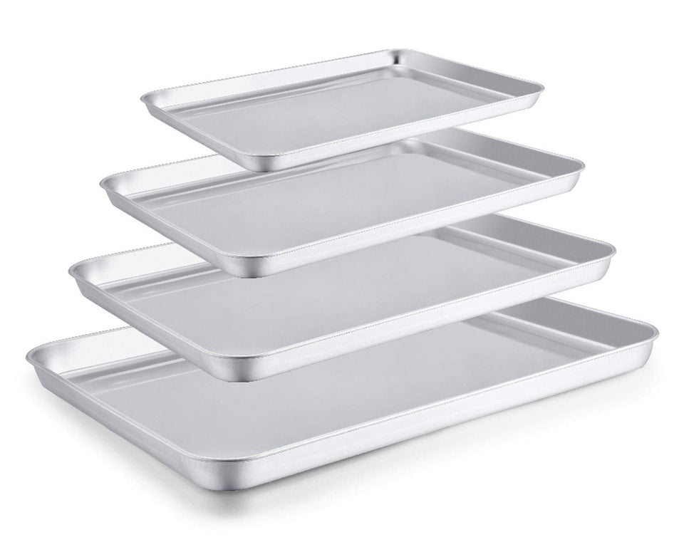 TeamFar baking sheet set of four shown together for versatile batch cooking