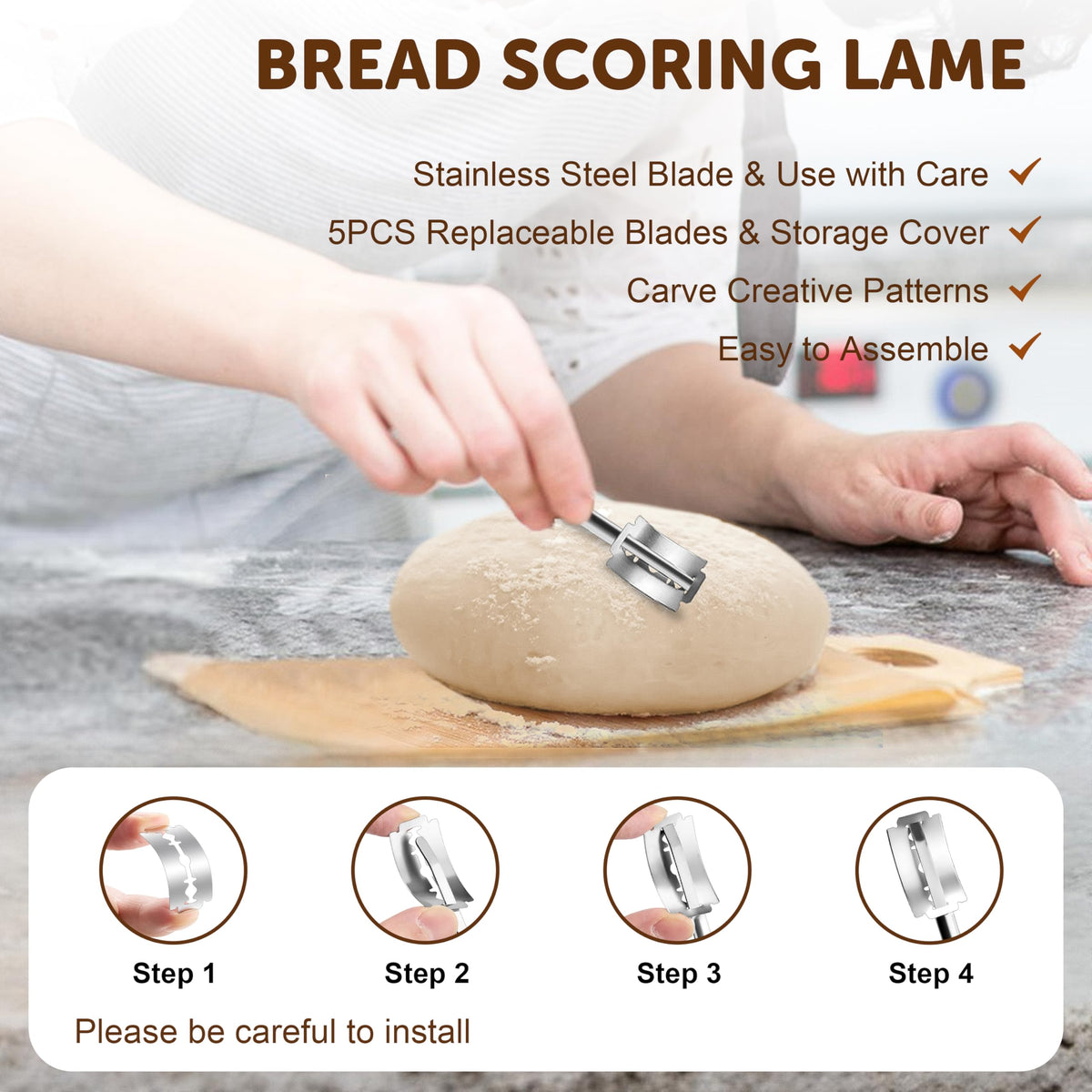 TeamFar bread lame with five blades for precise scoring.