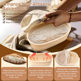TeamFar bread proofing basket cloth liner for easy release and cleanup.
