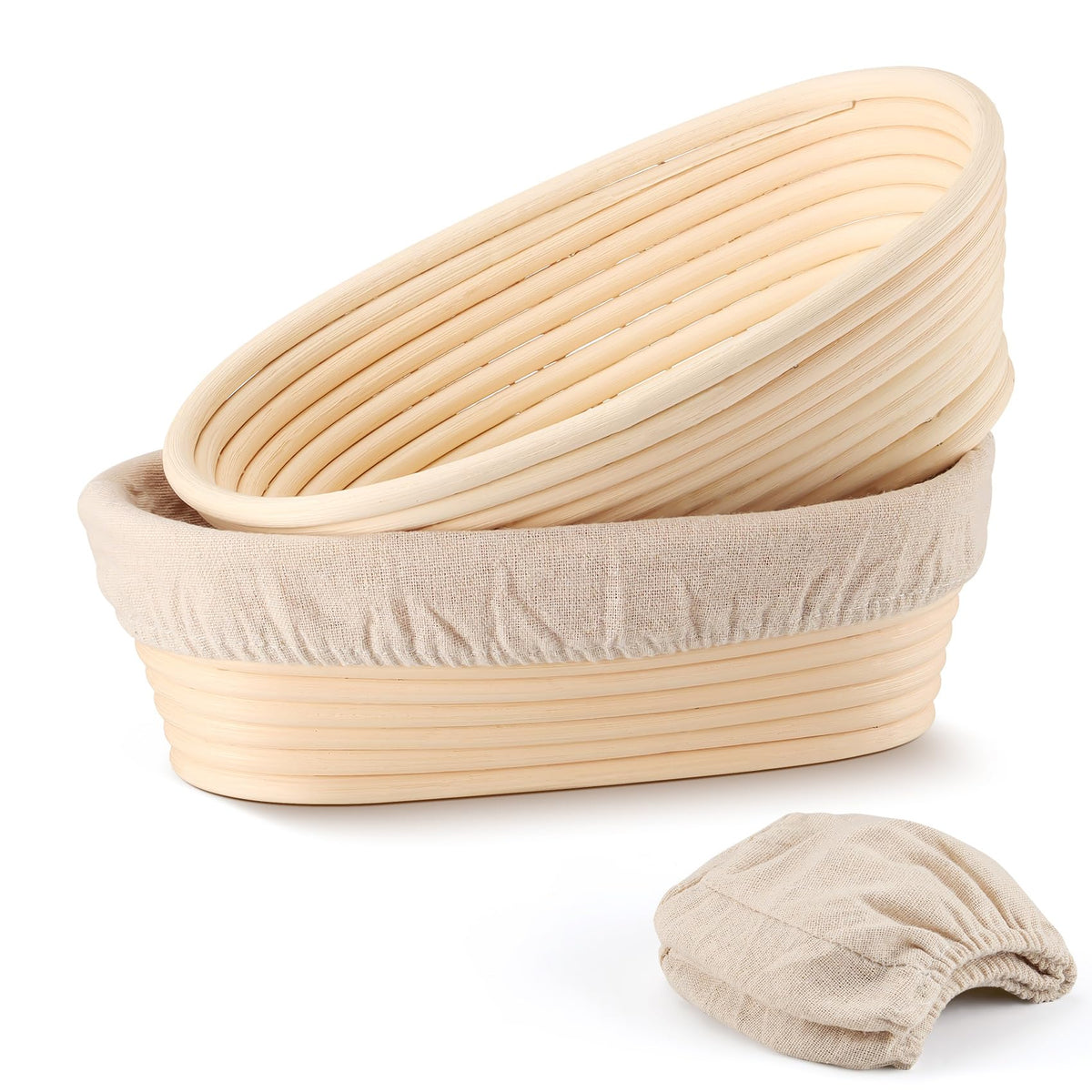 TeamFar oval 10-inch bread proofing basket top view for even proofing.