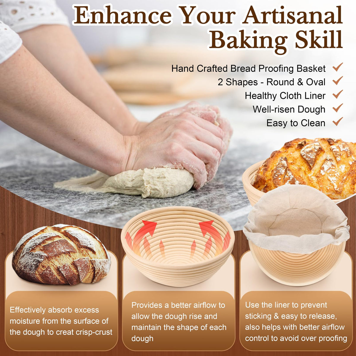TeamFar bread sling offers hands-free transfer from basket to oven.