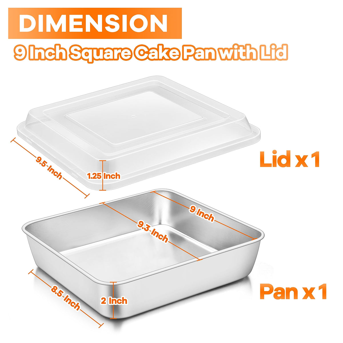 TeamFar square pan with a brushed surface for easy release of baked goods.