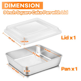 TeamFar square pan with a brushed surface for easy release of baked goods.