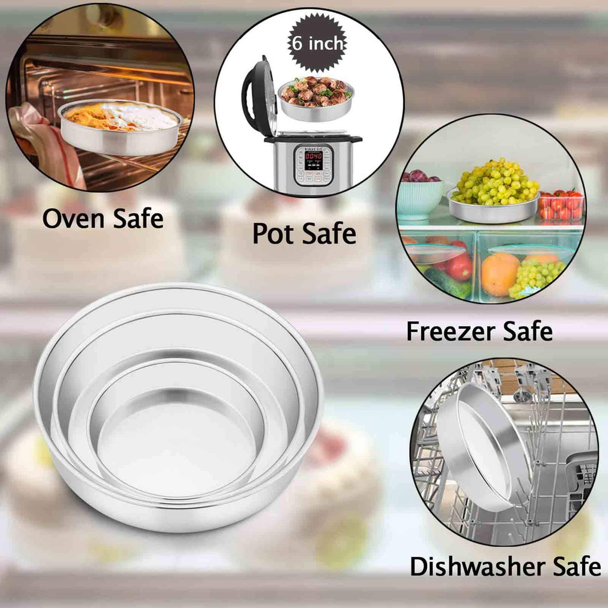 TeamFar 11-inch round cake pan demonstrates versatile size for larger layered cakes