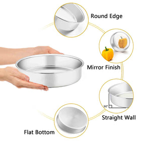 TeamFar 6-inch round cake pan close-up highlighting durability for multi-tier desserts