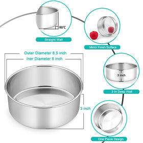 TeamFar 8-inch round cake pan interior diameter for even layers