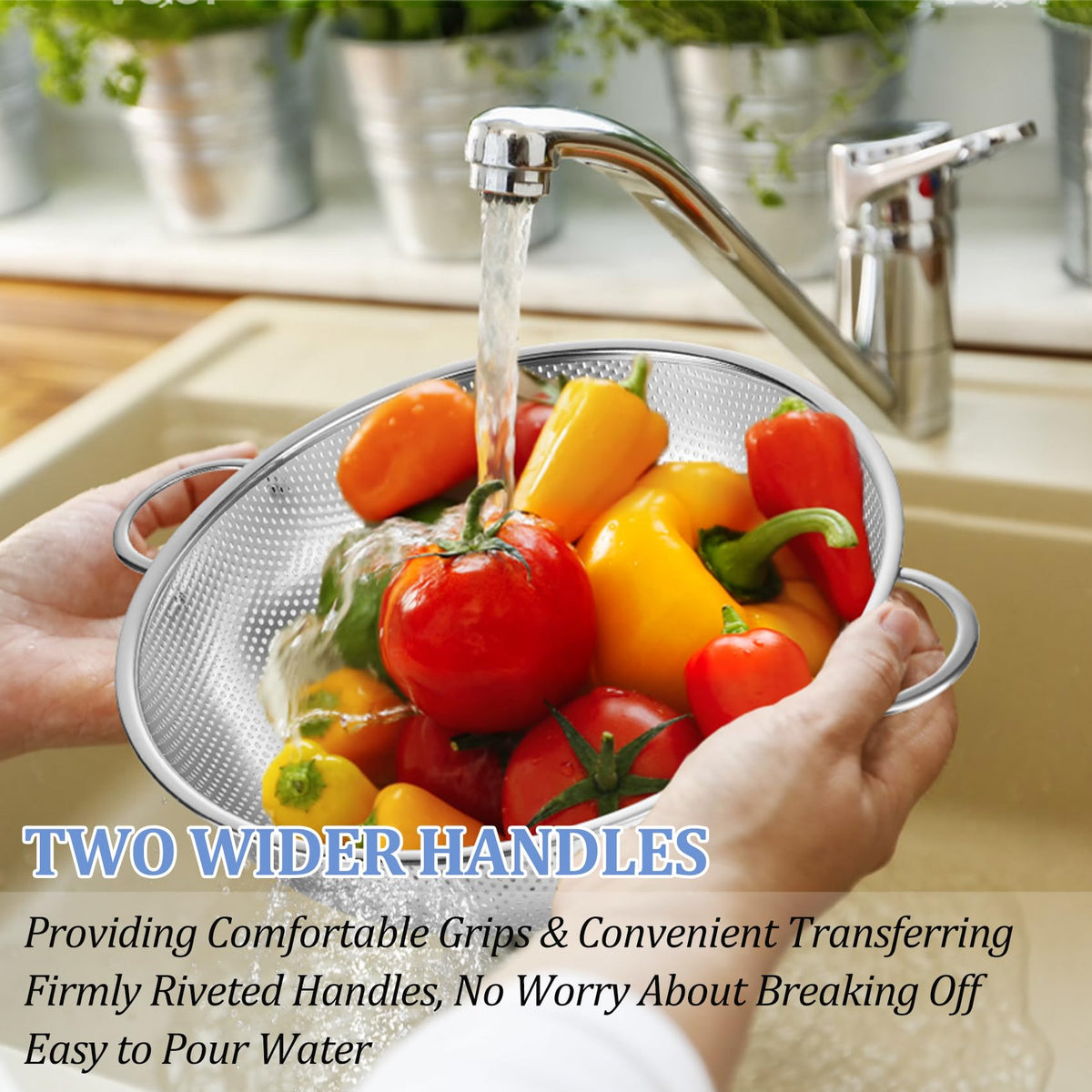 TeamFar colander bottom perforated base prevents water trapping