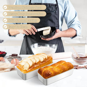 TeamFar loaf pan with deep 3-inch sides for larger batter batches