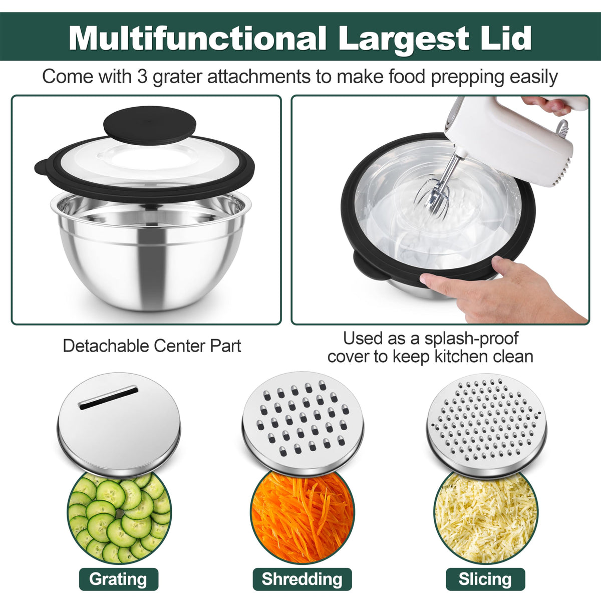 TeamFar detachable center lid enables whisking without lid removal.
