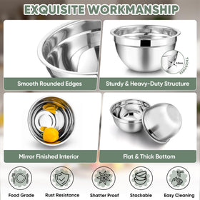 TeamFar bowls feature a mirror finish for easy dishwasher cleaning