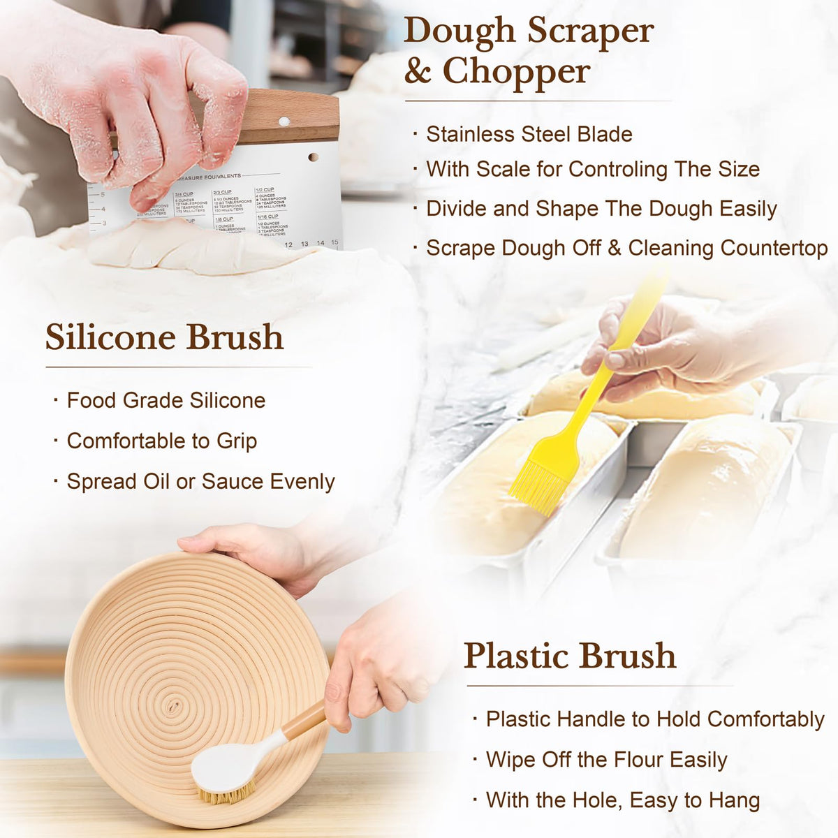 TeamFar dough scraper for clean cuts and smooth transfers.