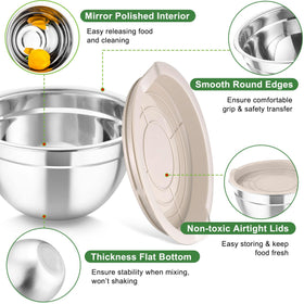 TeamFar flat-bottom bowls providing stable mixing on any counter