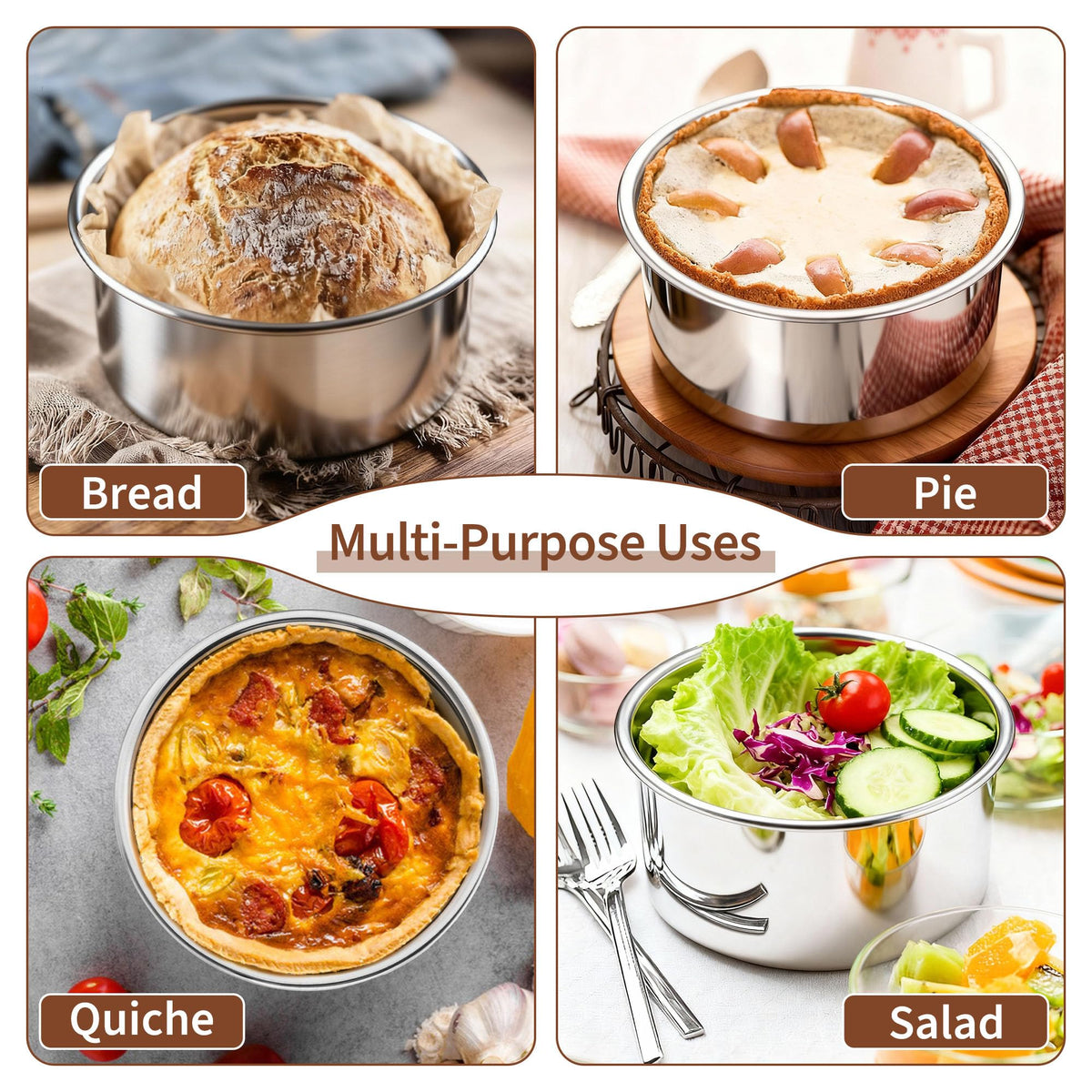 TeamFar four-piece set enables creative mini layer cakes and serving ideas.