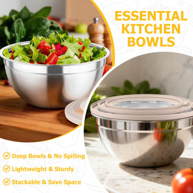 TeamFar khaki multi-use bowl set ideal for serving, mixing, and storing