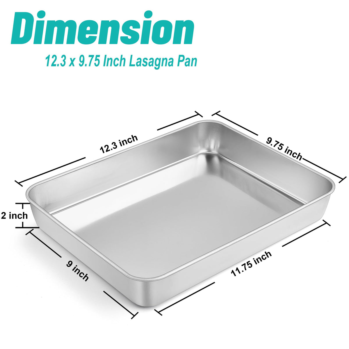 TeamFar lasagna pan with deep 2-inch sides ideal for layered casseroles.