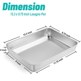 TeamFar lasagna pan with deep 2-inch sides ideal for layered casseroles.