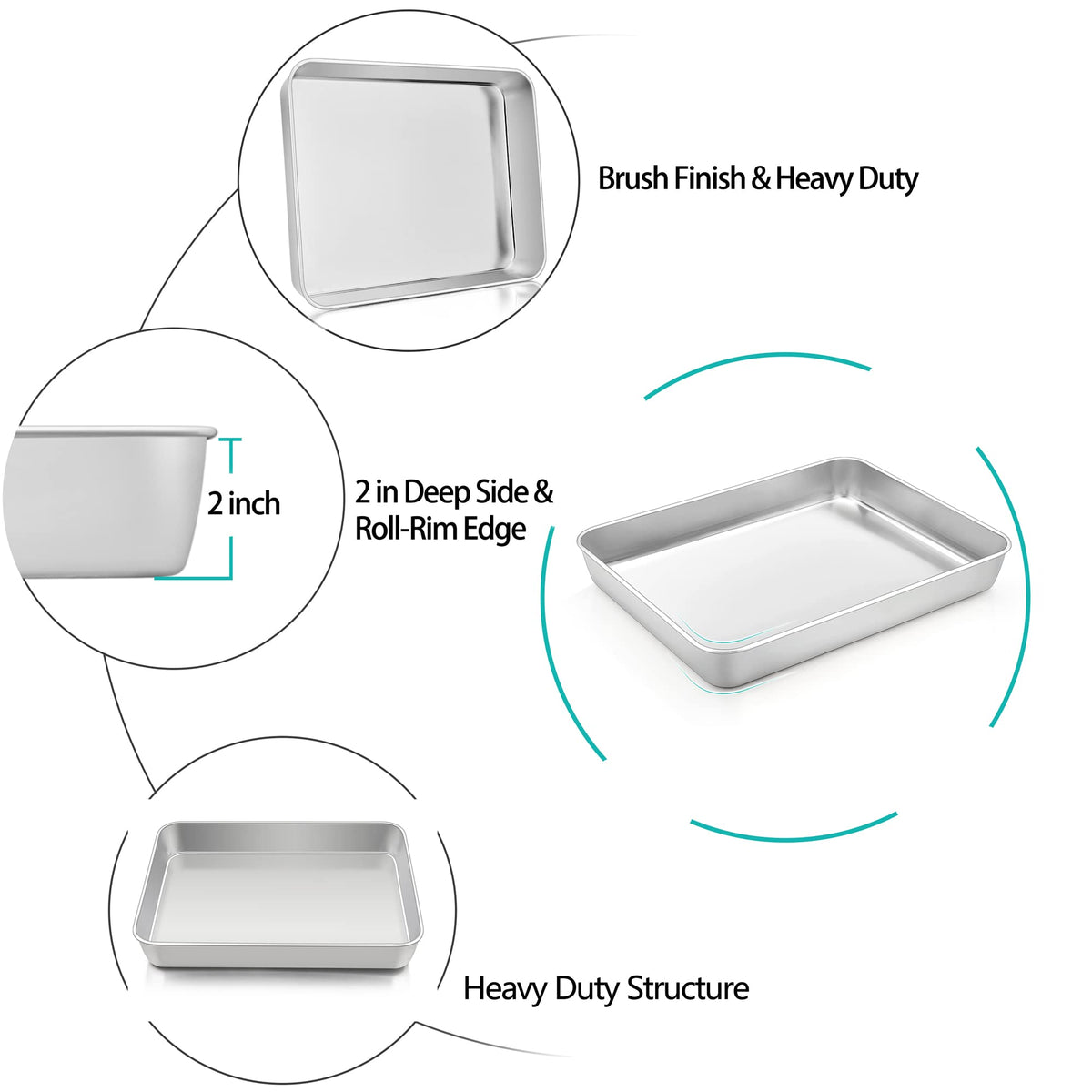 TeamFar lasagna pan in pure stainless steel for long-lasting, toxin-free cooking.