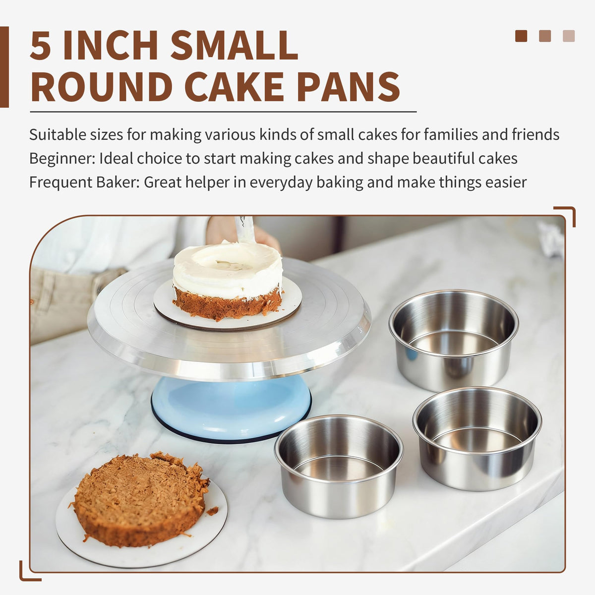TeamFar round bake pans leak-proof construction prevents batter seepage during mini cakes.