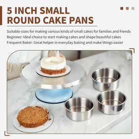 TeamFar round bake pans leak-proof construction prevents batter seepage during mini cakes.