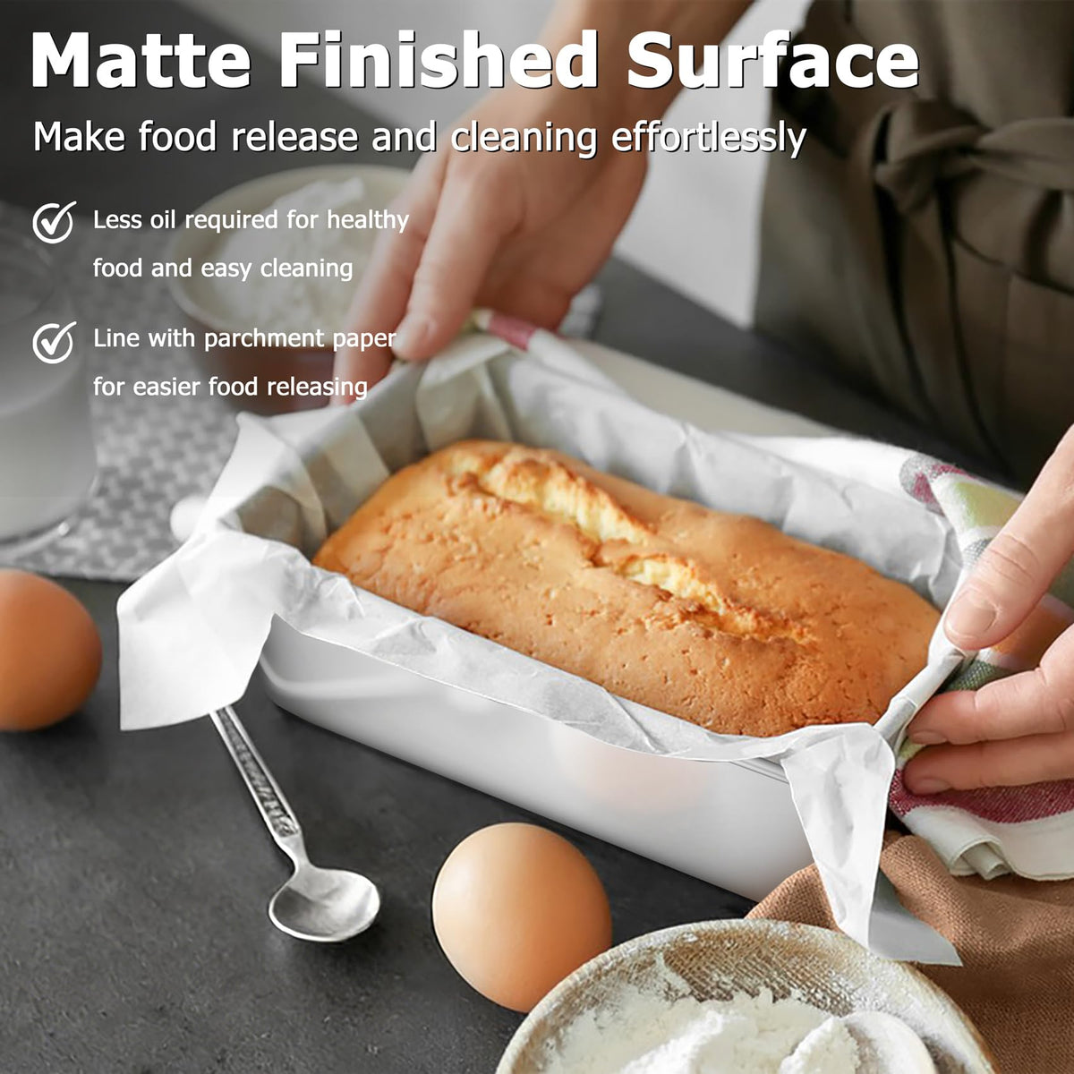 TeamFar loaf pan one-piece design provides a sturdy, comfortable grip.