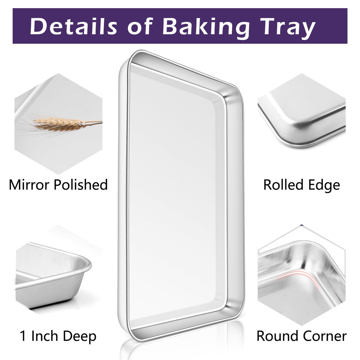 TeamFar mirror finish pan promotes easy food release during baking.
