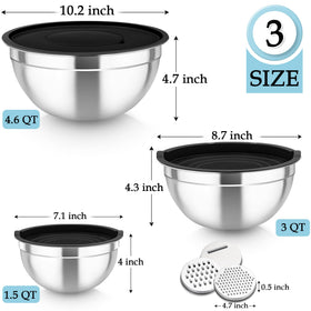 TeamFar 3QT bowl with lid for versatile prep and serving.