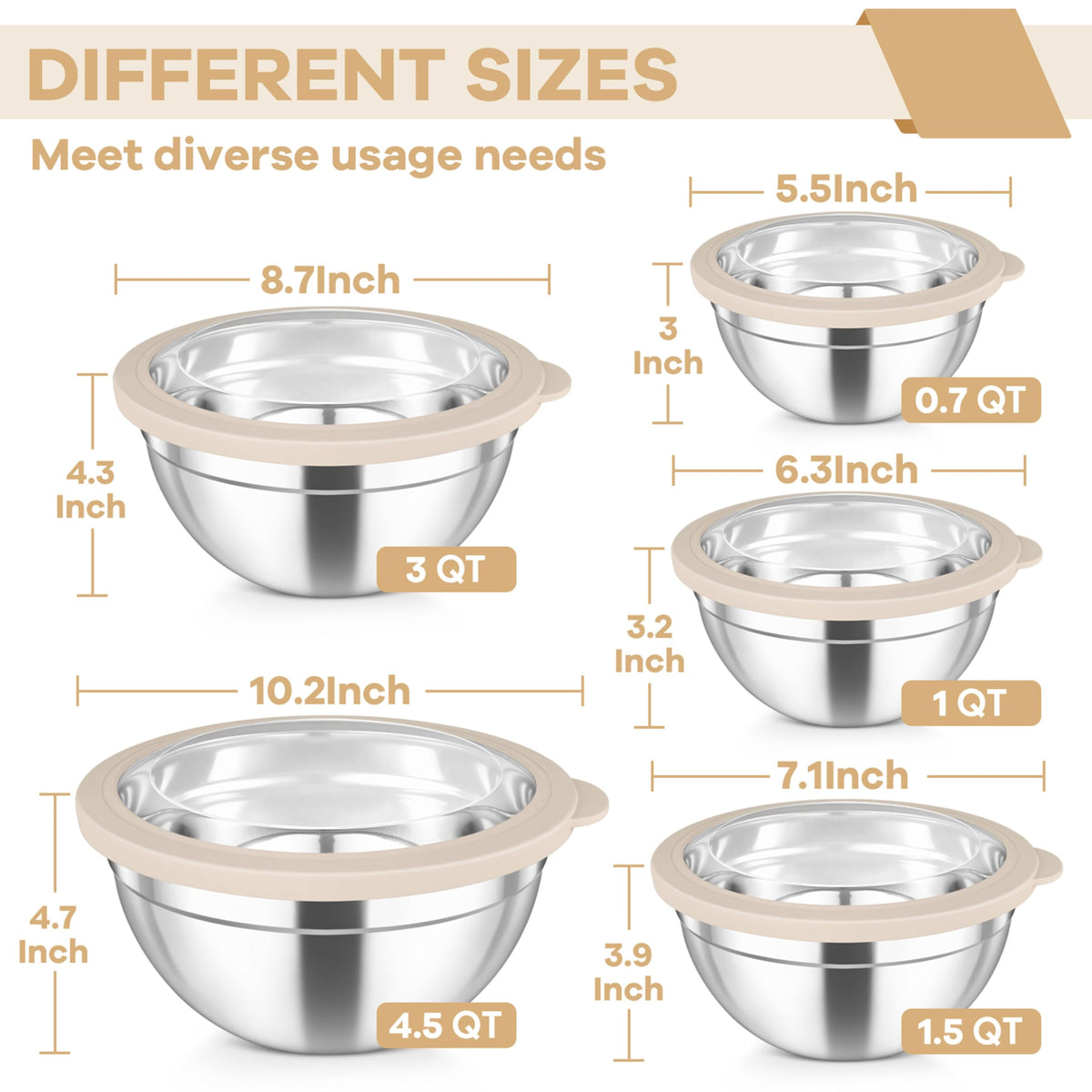 TeamFar 4.5 qt bowl with lid shown for mixing and prep