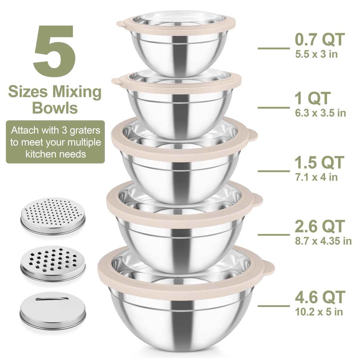 TeamFar largest bowl with detachable center for whisking and on-lid graters.