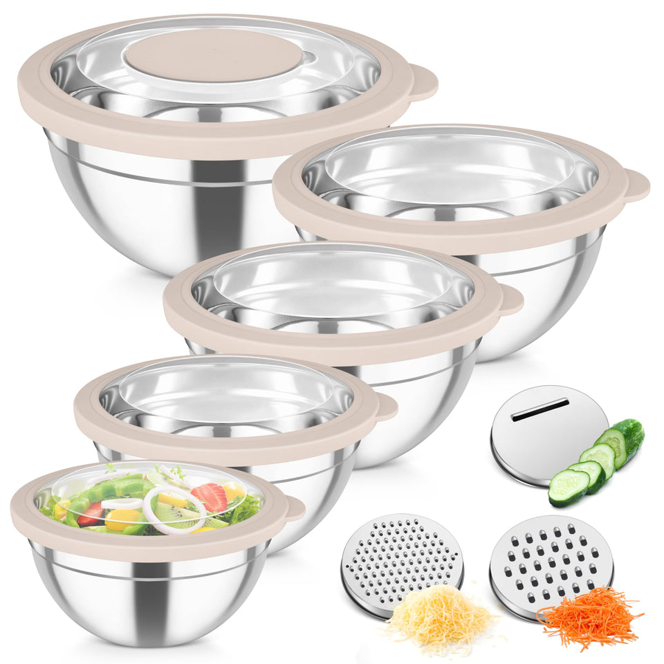 TeamFar mixing bowls with clear lids for visible contents and freshness.