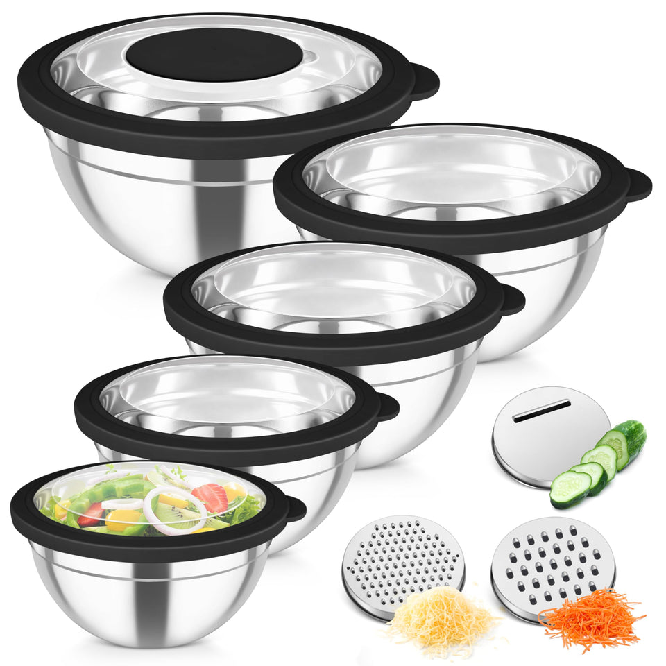 TeamFar mixing bowls with airtight lids for easy visibility.