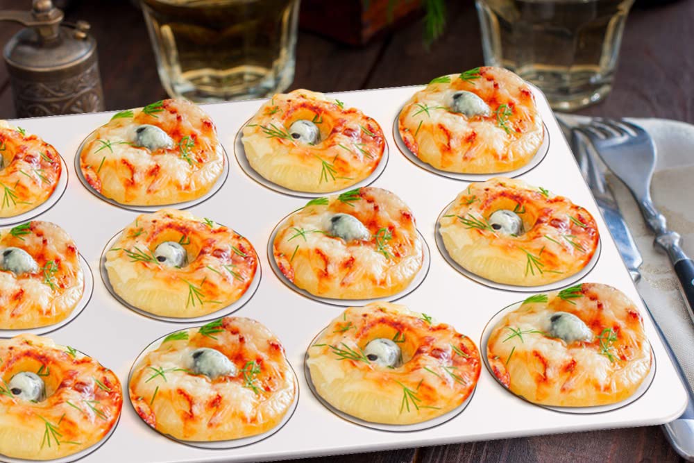 TeamFar 2-piece muffin pan set suitable for egg tarts and mini quiches.