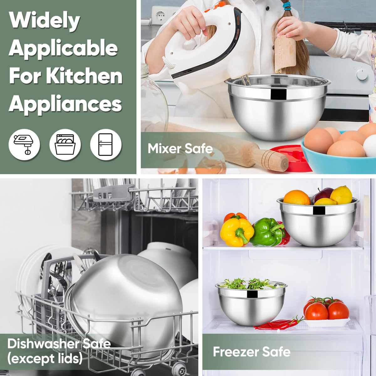 TeamFar versatile bowls for salad prep, whipping cream, and leftovers
