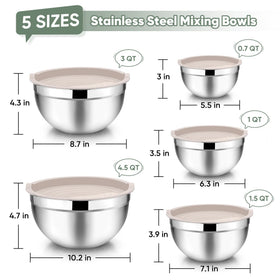 TeamFar nesting bowls in a stainless steel set for space-saving organization