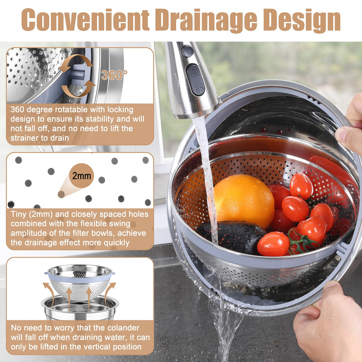 TeamFar nesting bowls with non-slip bottom stay steady on counters