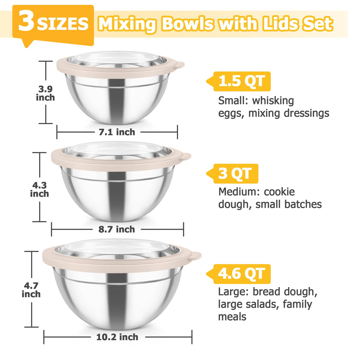 TeamFar nesting design bowls save cabinet space when storing