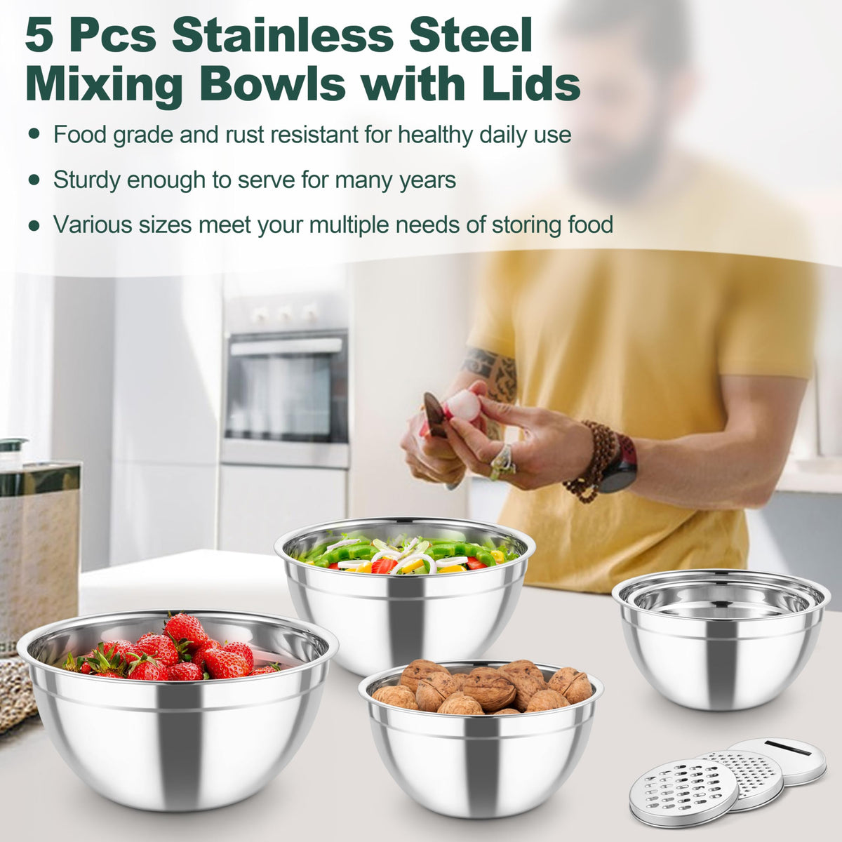 TeamFar nesting design saves cabinet space and keeps counters tidy.