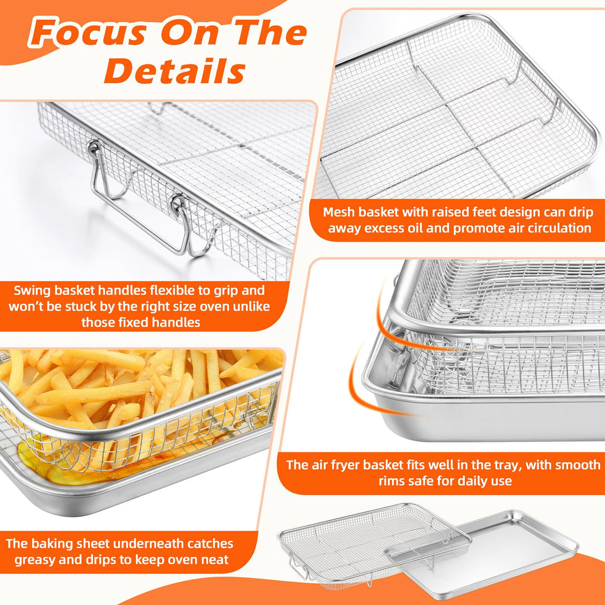 TeamFar 16x12 baking tray compatible with oven air fryer setups