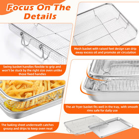 TeamFar 16x12 baking tray compatible with oven air fryer setups