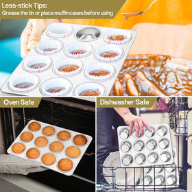 TeamFar muffins baking evenly in the oven using the pan