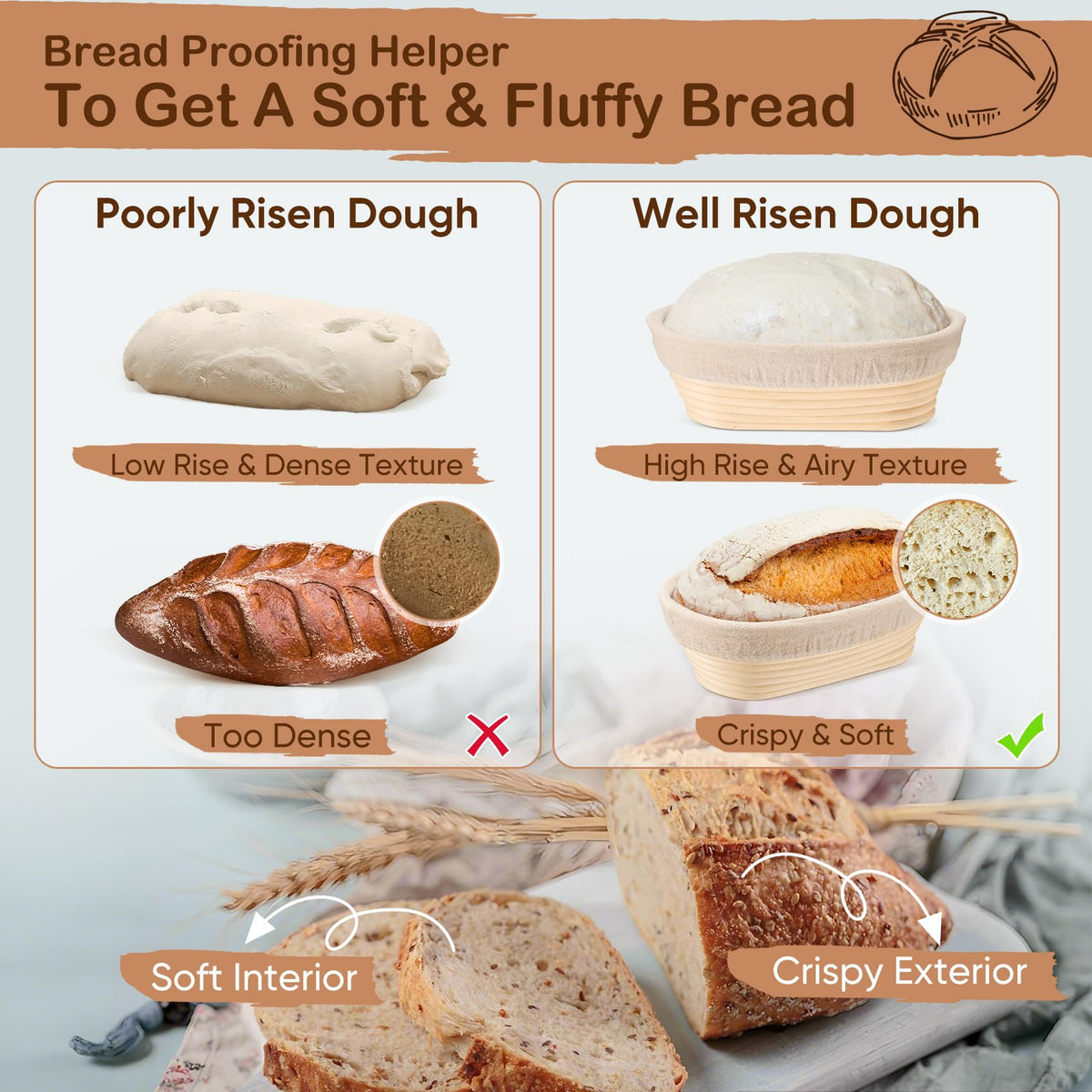 TeamFar proofing basket stackable design saves space in small kitchens.