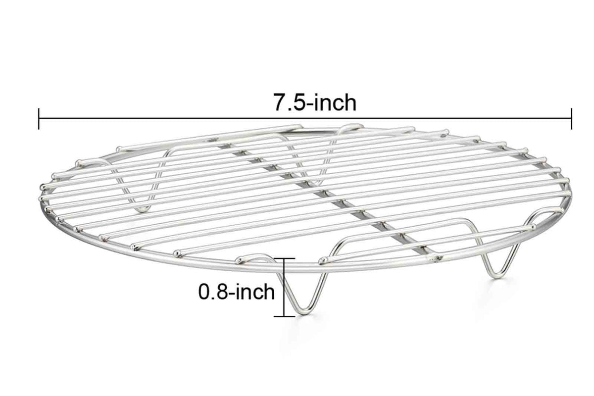 TeamFar round cooling rack side view highlights two-pack convenience for baking and steaming.